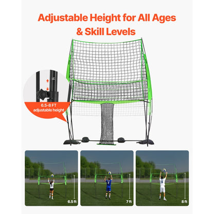 VEVOR Volleyball Training Net System 2490x3460mm Portable Practice Equipment Indoor Outdoor