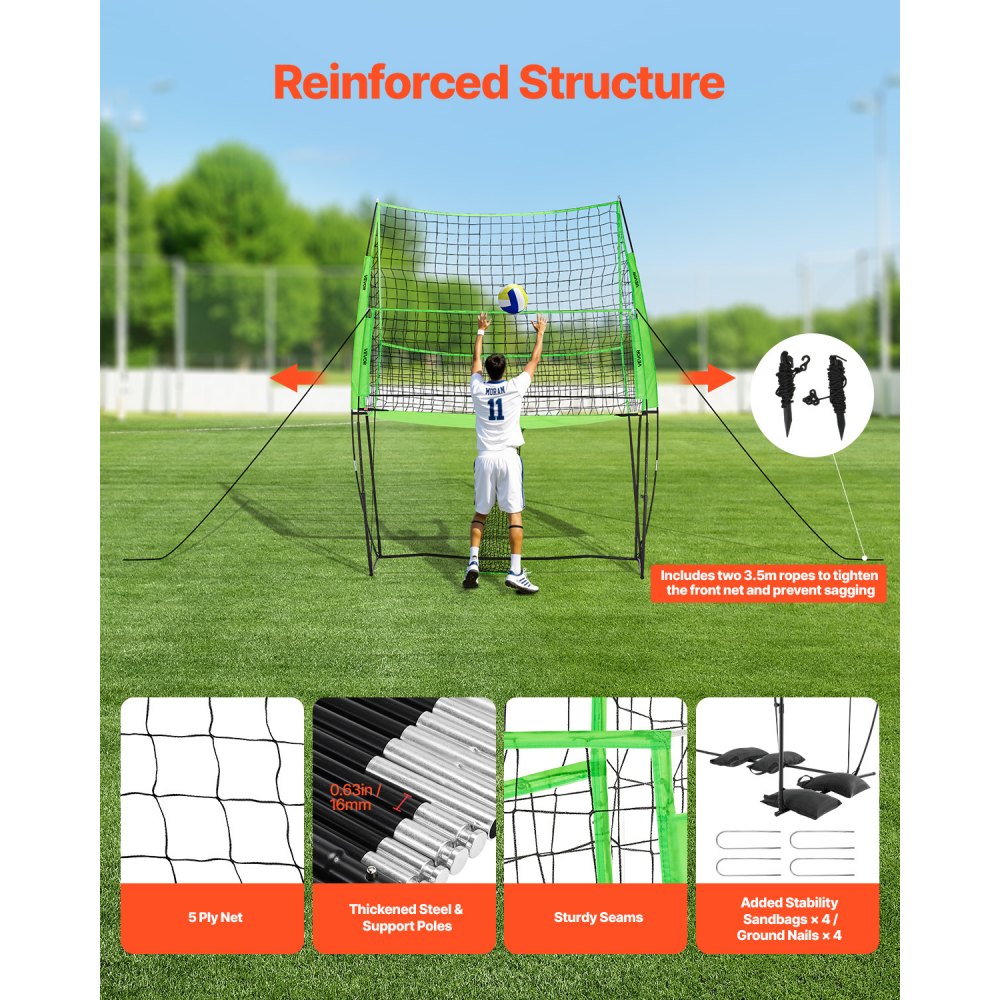 VEVOR Volleyball Training Net System 2490x3460mm Portable Practice Equipment Indoor Outdoor