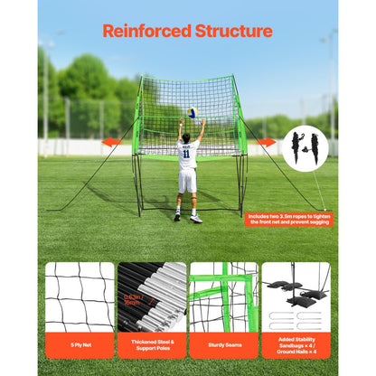 VEVOR Volleyball Training Net System 2490x3460mm Portable Practice Equipment Indoor Outdoor
