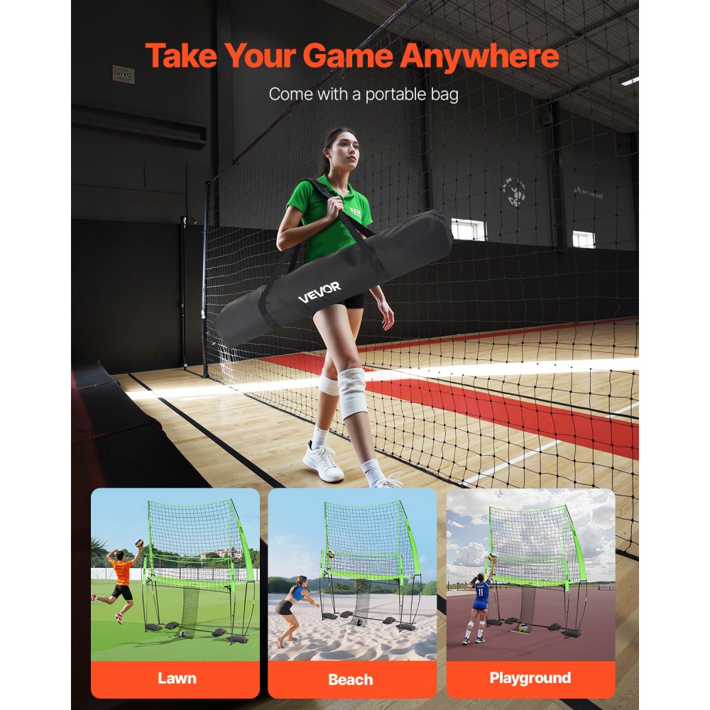 VEVOR Volleyball Training Net System 2490x3460mm Portable Practice Equipment Indoor Outdoor