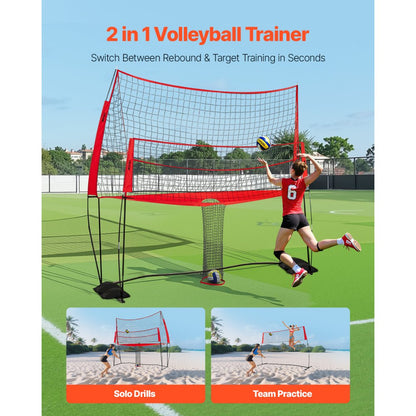 VEVOR Volleyball Training Net System 3700x3460mm Portable Practice Equipment Indoor Outdoor