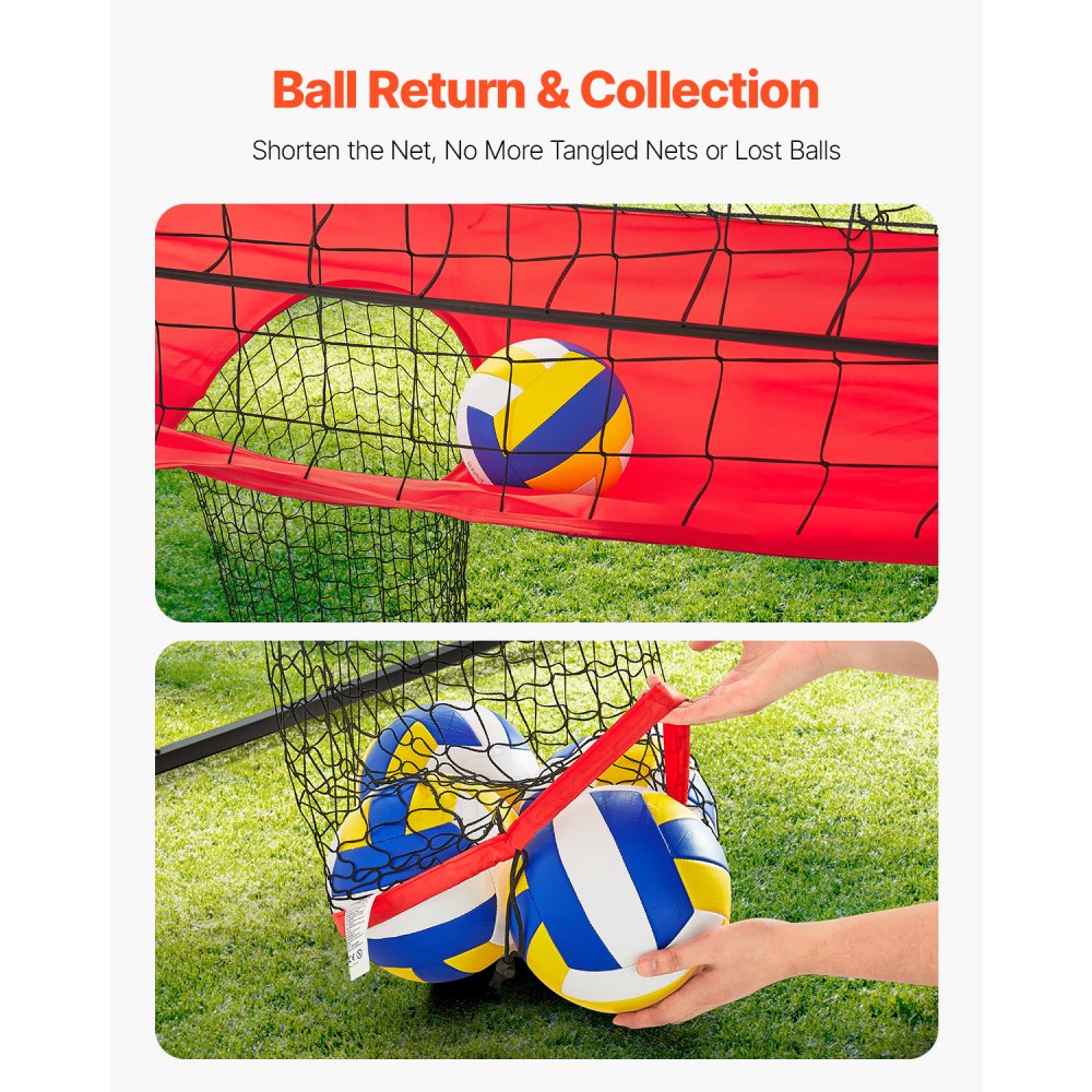 VEVOR Volleyball Training Net System 3700x3460mm Portable Practice Equipment Indoor Outdoor