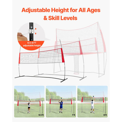 VEVOR Volleyball Training Net System 3700x3460mm Portable Practice Equipment Indoor Outdoor
