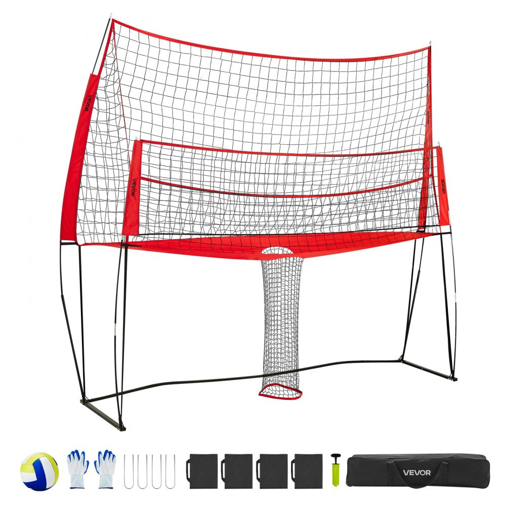 VEVOR Volleyball Training Net System 3700x3460mm Portable Practice Equipment Indoor Outdoor