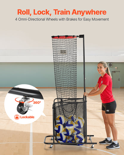 Volleyball Setter Training Equipment, Angle and Height Adjustable Volleyball Trainer, Portable Practice Net with Cart, Wheels, Carrying Bag, Indoor Outdoor Target Net for Serving Spiking Setting