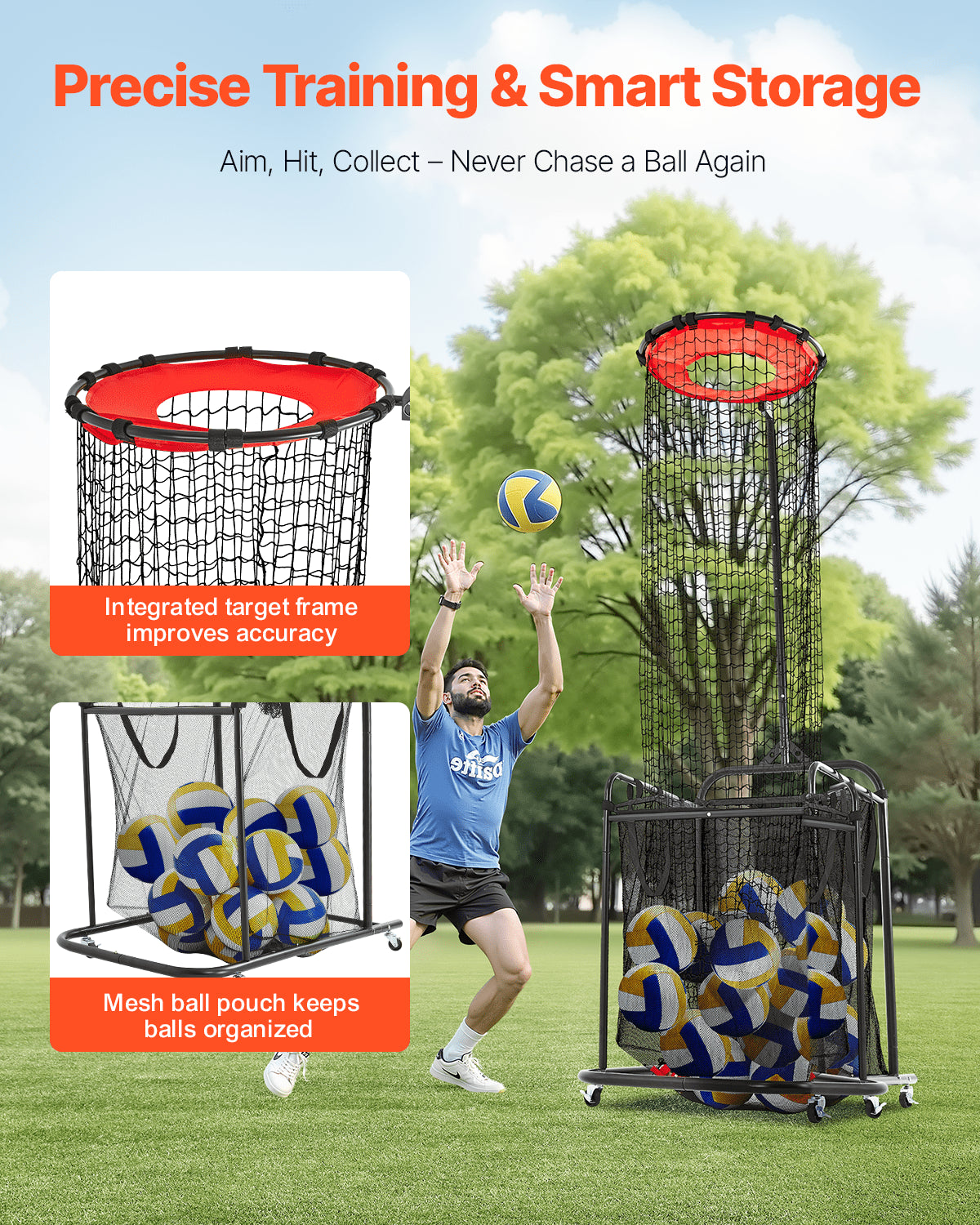 Volleyball Setter Training Equipment, Angle and Height Adjustable Volleyball Trainer, Portable Practice Net with Cart, Wheels, Carrying Bag, Indoor Outdoor Target Net for Serving Spiking Setting