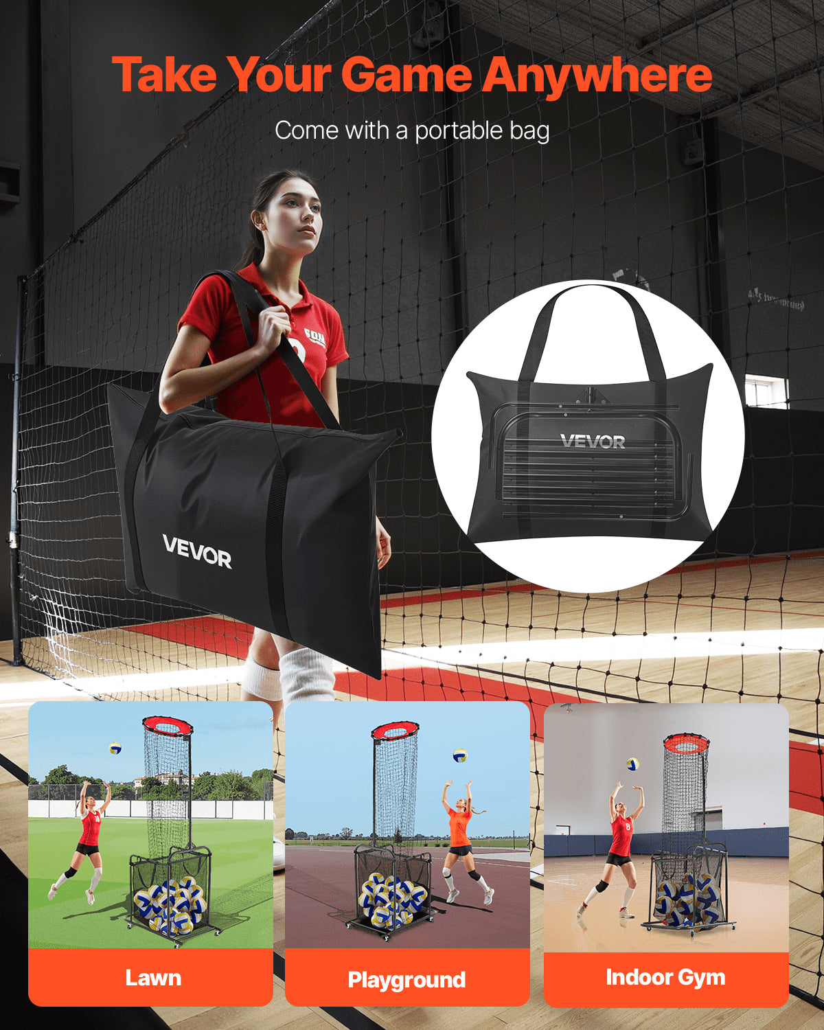 Volleyball Setter Training Equipment, Angle and Height Adjustable Volleyball Trainer, Portable Practice Net with Cart, Wheels, Carrying Bag, Indoor Outdoor Target Net for Serving Spiking Setting