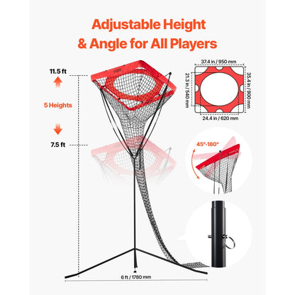 VEVOR Volleyball Setter Training Equipment Trainer Net Angle Height Adjustable