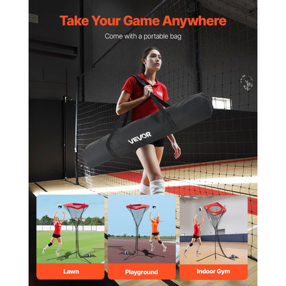 VEVOR Volleyball Setter Training Equipment Trainer Net Angle Height Adjustable