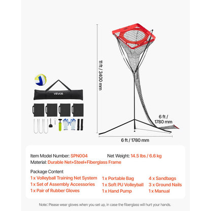 VEVOR Volleyball Setter Training Equipment Trainer Net Angle Height Adjustable