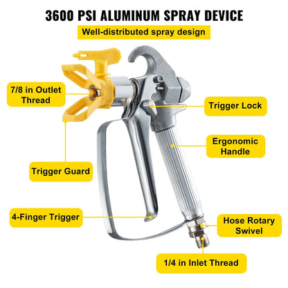 Airless Paint Spray Hose Kit with Swivel Joint & 517 Tip, 15m, 3600 psi