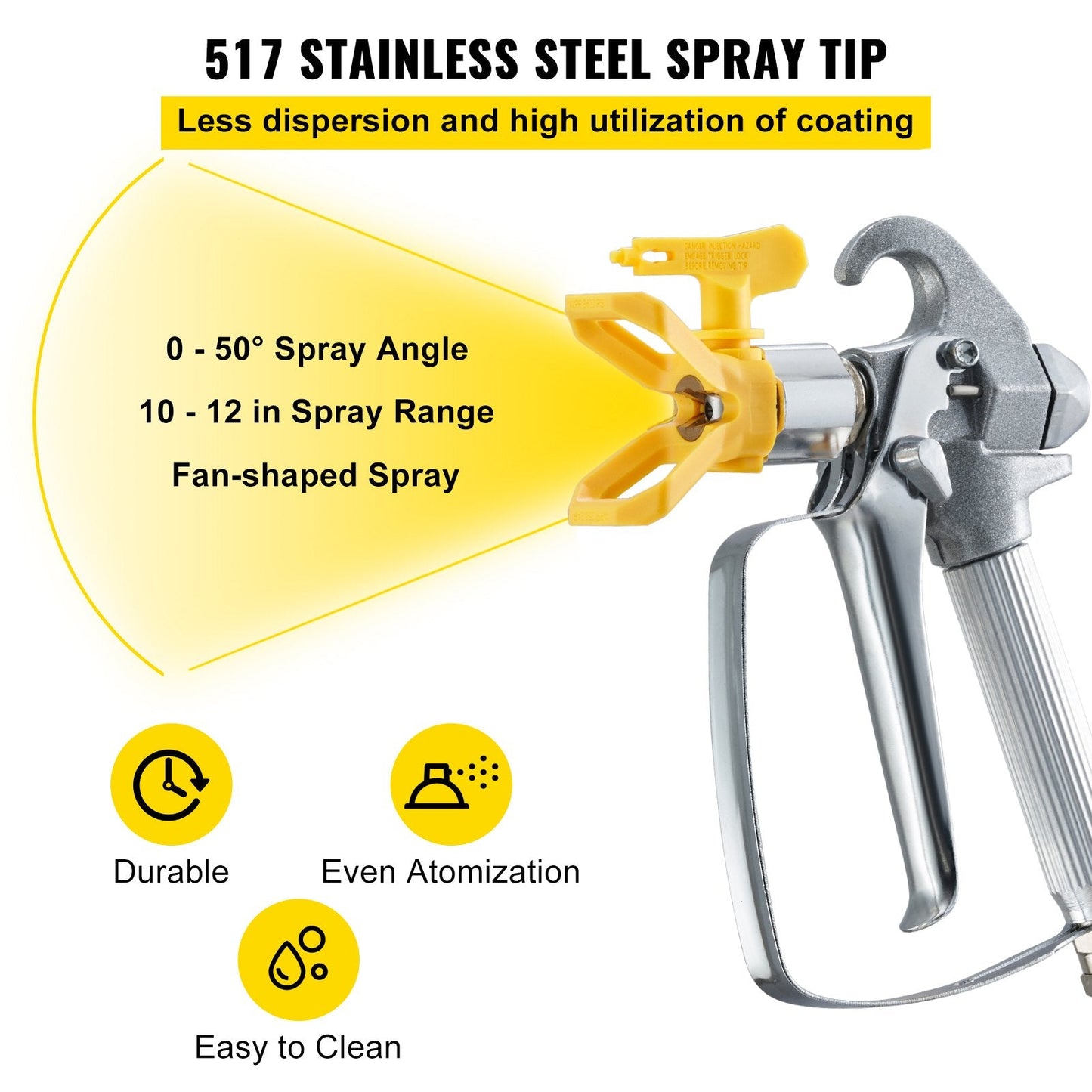 Airless Paint Spray Hose Kit with Swivel Joint & 517 Tip, 15m, 3600 psi