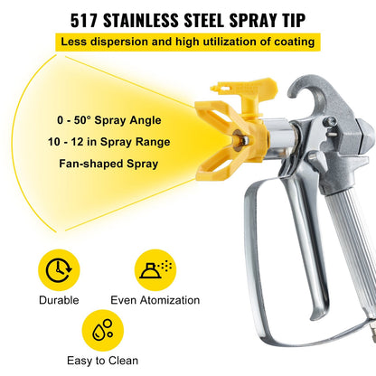 Airless Paint Spray Hose Kit with Swivel Joint & 517 Tip, 15m, 3600 psi