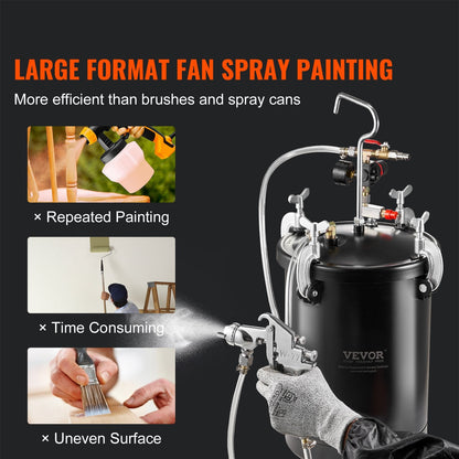 15L Spray Paint Pressure Pot Tank with Spray Gun & Pressure Gauge, 9.5 kg