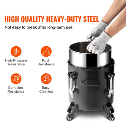20L Spray Paint Pressure Pot with Casters and Leak Repair Sealant, 23 kg Capacity