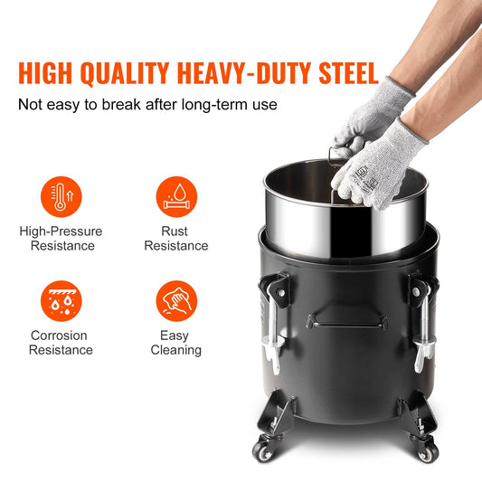20L Spray Paint Pressure Pot with Casters and Leak Repair Sealant, 23 kg Capacity