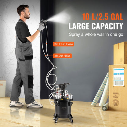 10L Spray Paint Pressure Tank with Automatic Stirring, 70 PSI, High-Pressure Steel
