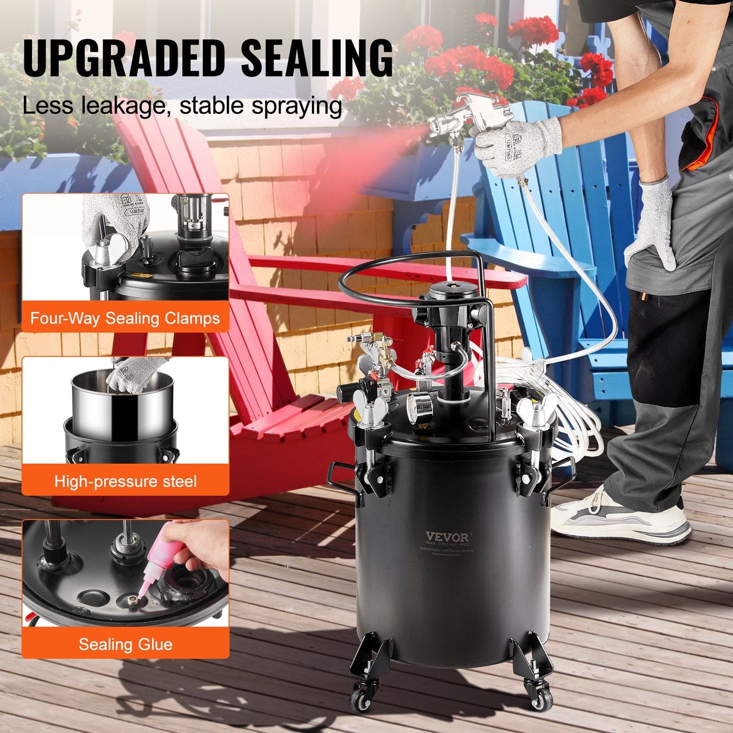 30L Spray Paint Pressure Pot with Auto Stir & 70 PSI for Large Areas