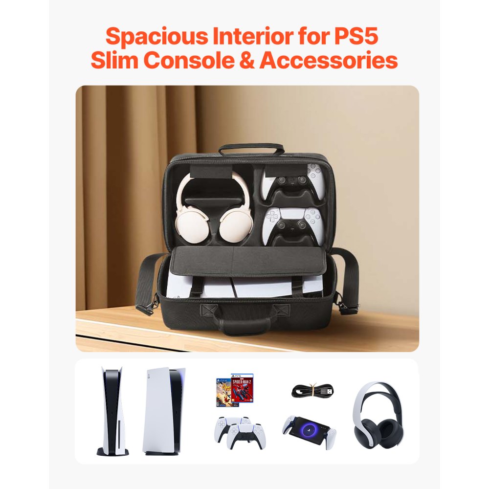 VEVOR PS5 Carrying Case Travel Bag for Playstation 5 Slim EVA Soft Lining
