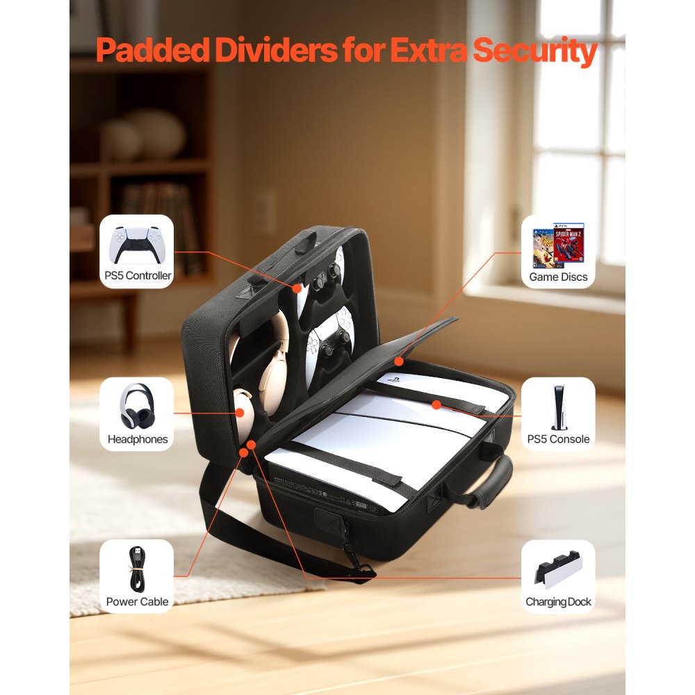 VEVOR PS5 Carrying Case Travel Bag for Playstation 5 Slim EVA Soft Lining