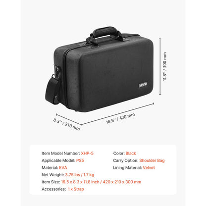 VEVOR PS5 Carrying Case Travel Bag for Playstation 5 Shockproof EVA Soft Lining