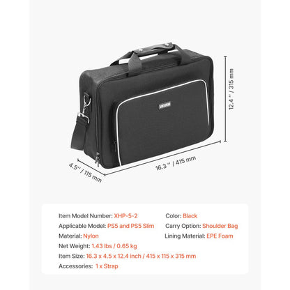 VEVOR PS5 Carrying Case Travel Bag for Playstation 5 PS5 Slim Waterproof Nylon