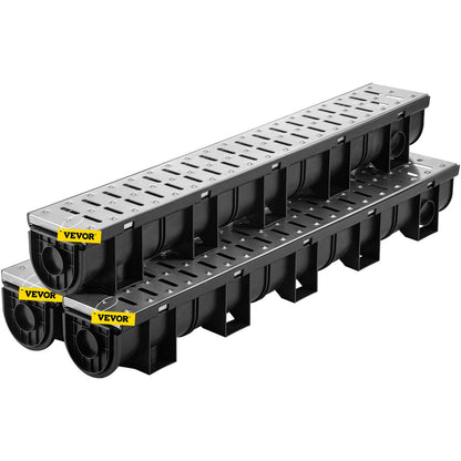 Durable HDPE Channel Drain System with Metal Grate for Driveways and Gardens