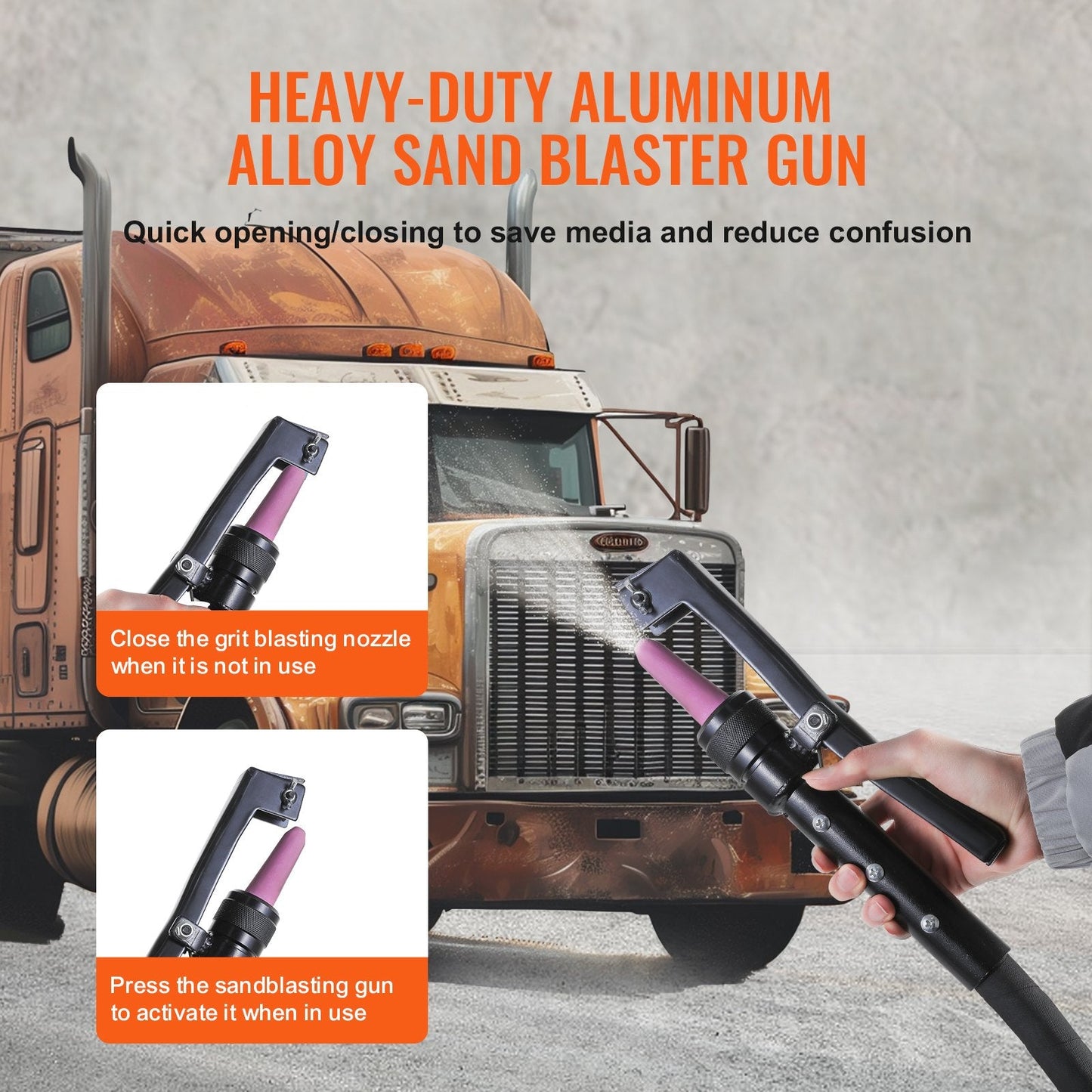 10 Gallon Sand Blaster, 60-110 PSI, with 2 Ceramic Nozzles & 2.3m Hose