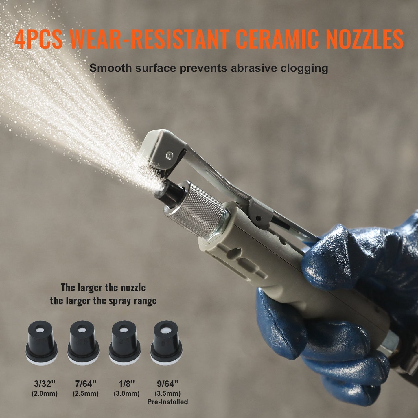 VEVOR 20 Gallon Sand Blaster 60-110 PSI High Pressure Sandblaster with 4 Nozzles