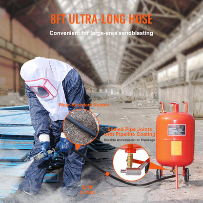 VEVOR 20 Gallon Sand Blaster 60-110 PSI High Pressure Sandblaster with 4 Nozzles