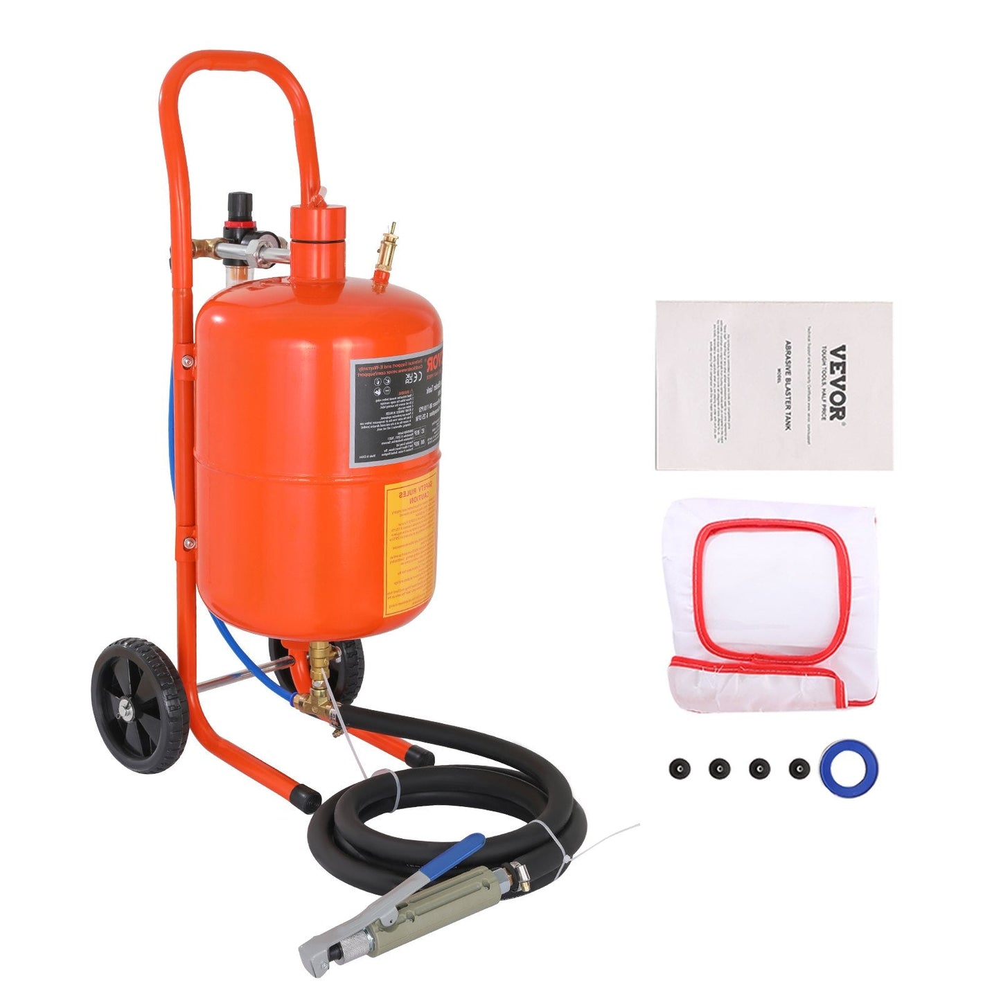 5 Gallon High-Pressure Sandblaster with 4 Nozzles and Face Mask, 60-110 PSI