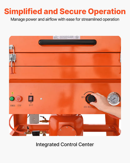 927L Sandblasting Cabinet with Pressurized Tank, Heavy Duty Steel Sand Blasting Cabinet on Wheels - with 121L Media Hopper & 1200W Poweful Dust Collector for Oversized Part Surface Treatment