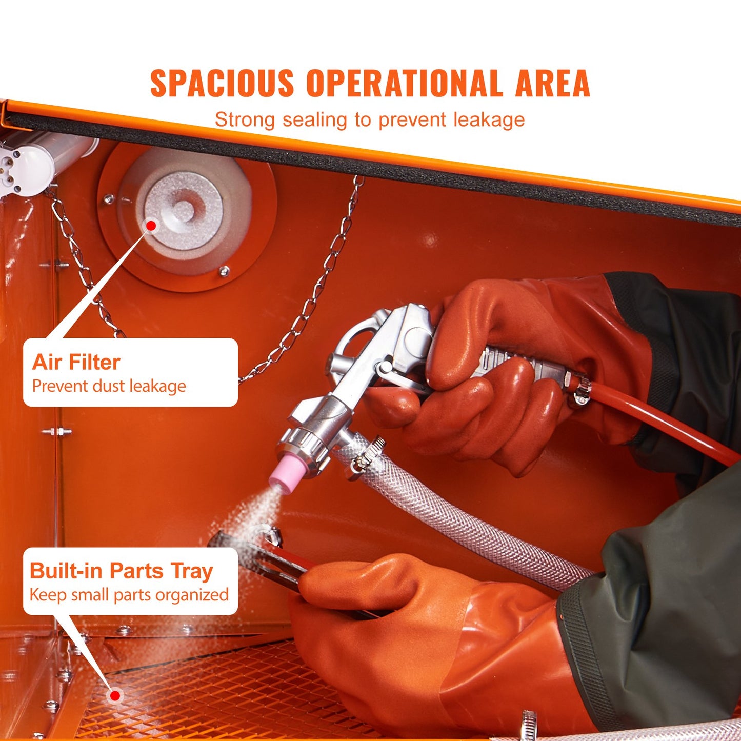 VEVOR 25 Gallon Sandblasting Cabinet, 40-120PSI Portable Benchtop Sand Blasting