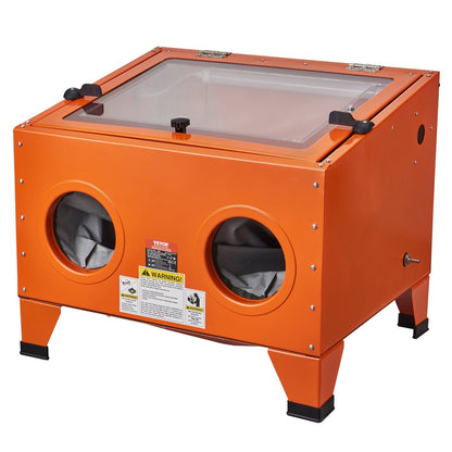 25 Gallon Steel Sandblasting Cabinet, 40-120 PSI, Portable with Blasting Gun