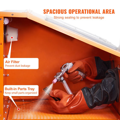 40 Gallon Sandblasting Cabinet, 40-120PSI, Heavy Duty Steel Blaster, 23.5kg Capacity