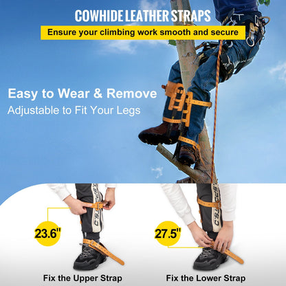 Adjustable Alloy Steel Climbing Spikes with Leather Straps, 100 kg Capacity