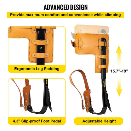 Adjustable Alloy Steel Climbing Spikes with Leather Straps, 100 kg Capacity
