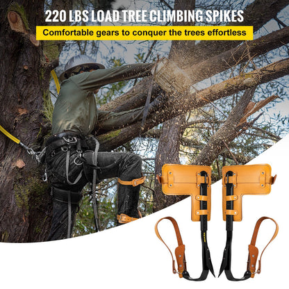 Tree Climbing Spike Set with Lanyard & Harness, 100 kg Capacity, Alloy Steel