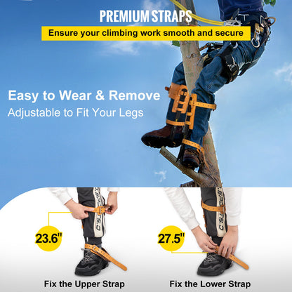 VEVOR Tree Climbing Spike Set Pole Climbing Spurs W/ Security Lanyard & Harness