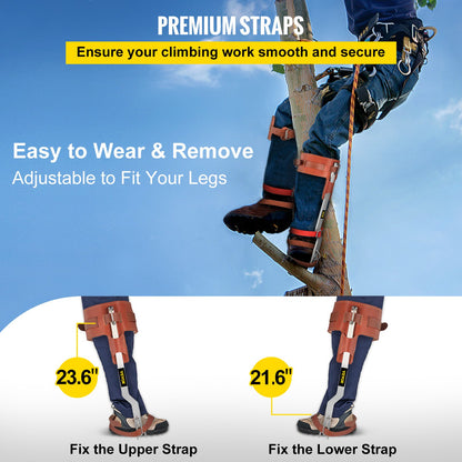 VEVOR Tree Climbing Spikes, 1 Pair Stainless Steel Pole Climbing Spurs, with Adjustable