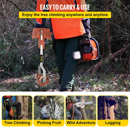 Stainless Steel Climbing Spikes with Adjustable Straps for Arborists, 100 kg Capacity