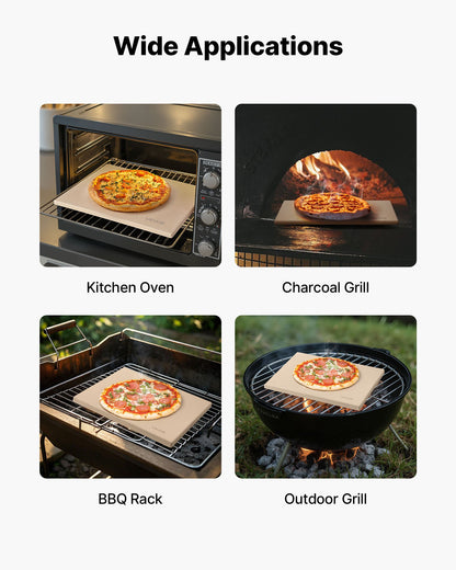 Pizza Stone, 508 x 355 mm Rectangular Cordierite Pizza Stone, Extra Large Baking-Stone with PP Scraper, 17 mm Thick Heat-Resistant Cordierite, for Oven, Baking Bread & Pizzas, BBQ Grilling