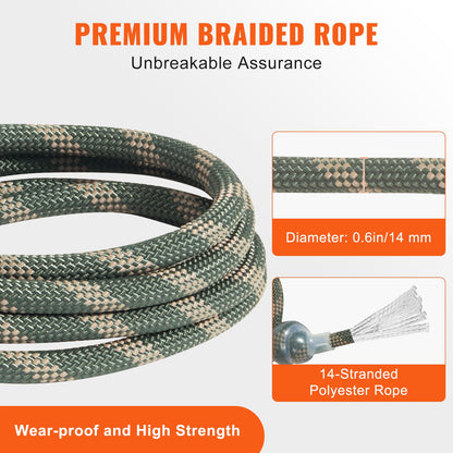VEVOR Tree Stand Safety Rope 9 ft/27.43m Treestand Lifeline Rope 0.6'' 30KN