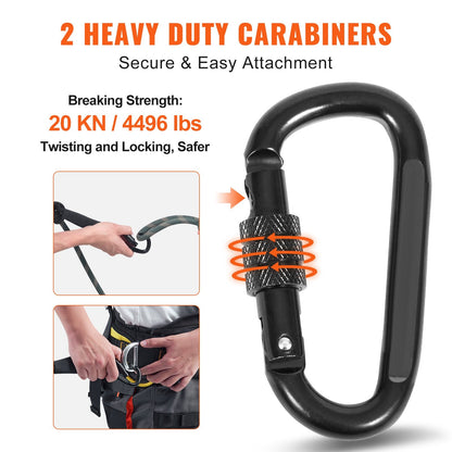 Tree Stand Lifeline Safety Rope 27.43m with Carabiners & Silencer, 30KN