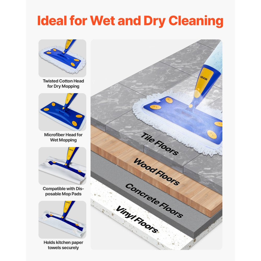 Spray Mop Refillable Water Tank Washable Microfiber Pad for Hardwood Floor