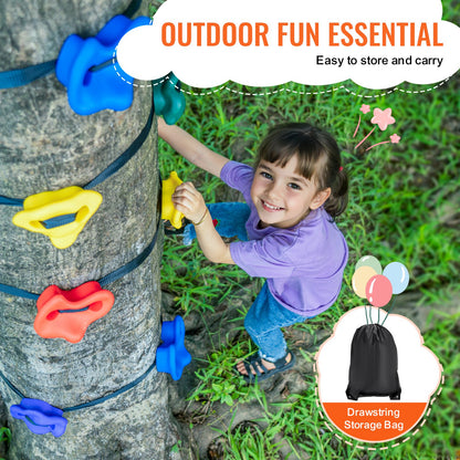 VEVOR Ninja Tree Climbing Kit 12 Climbing Holds 6 Ratchet Straps Climbing Ladder