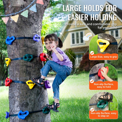 Ninja Tree Climbing Kit with 12 Holds & 6 Straps, Supports up to 104 kg