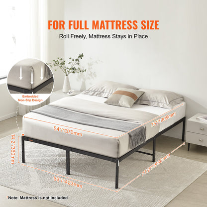 VEVOR Full Size Bed Frame, 14 inch Metal Bed Frame Platform, 1500 lbs Loading Capacity
