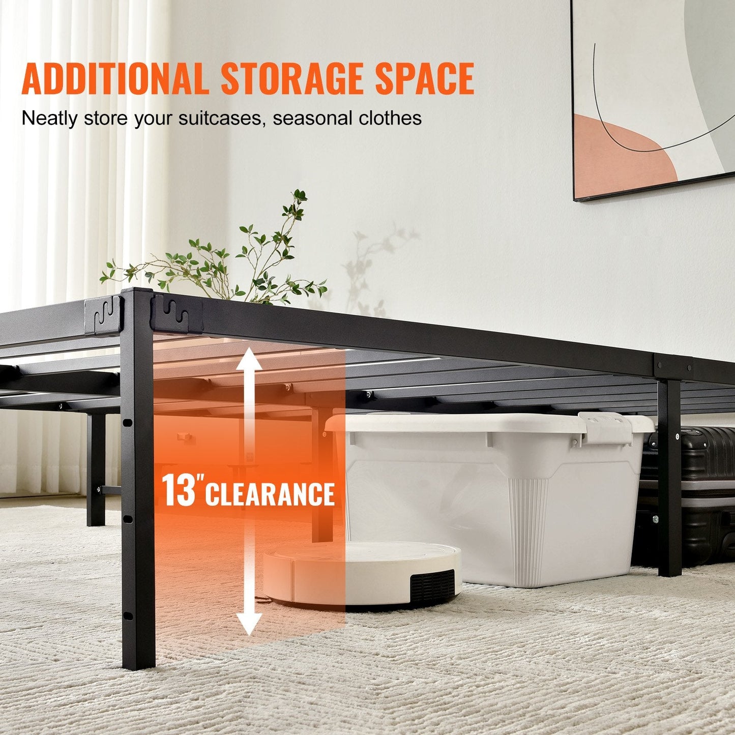 Full Size Metal Bed Frame with 0.35m Platform, 680kg Capacity, Easy Assembly