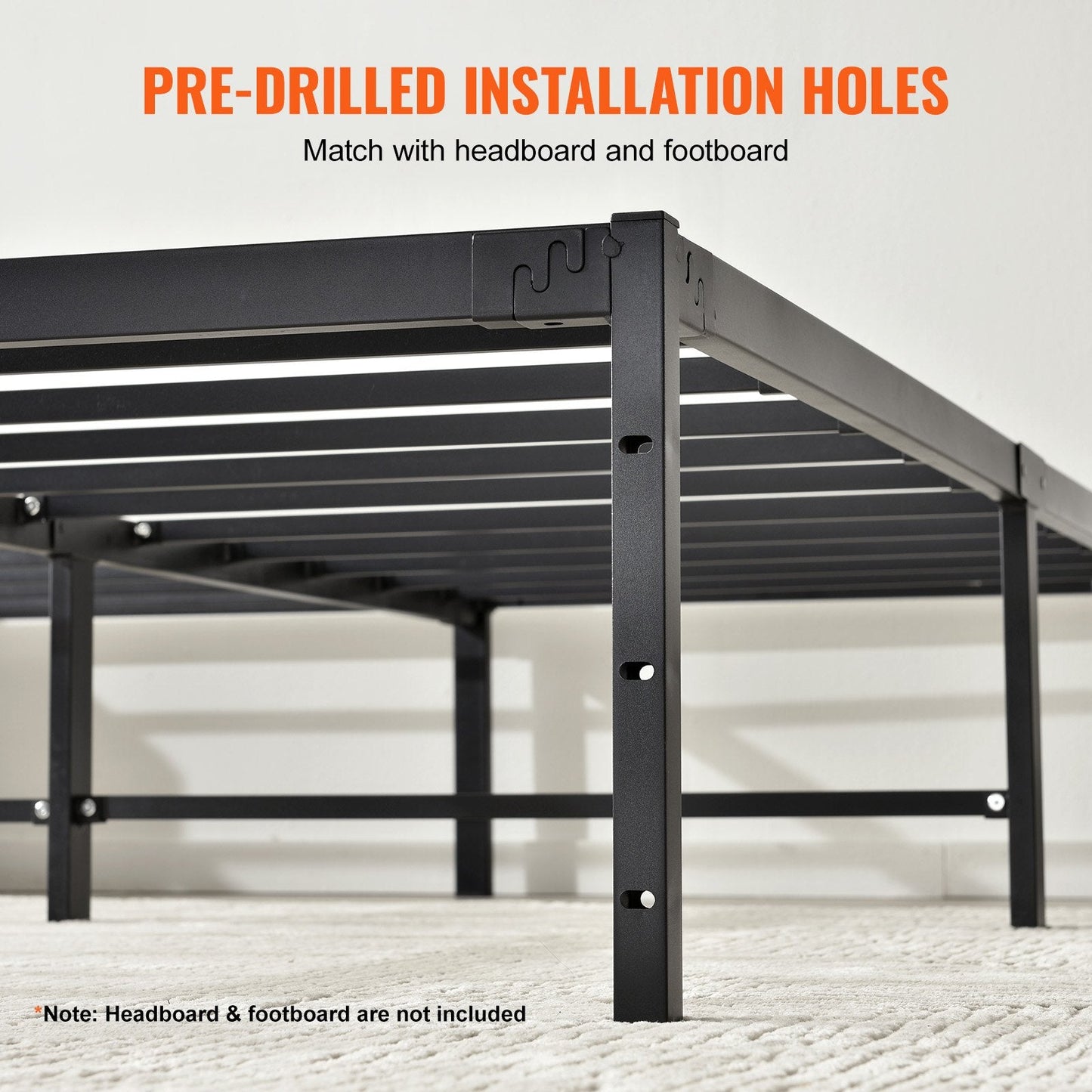 Full Size Metal Bed Frame with 0.35m Platform, 680kg Capacity, Easy Assembly